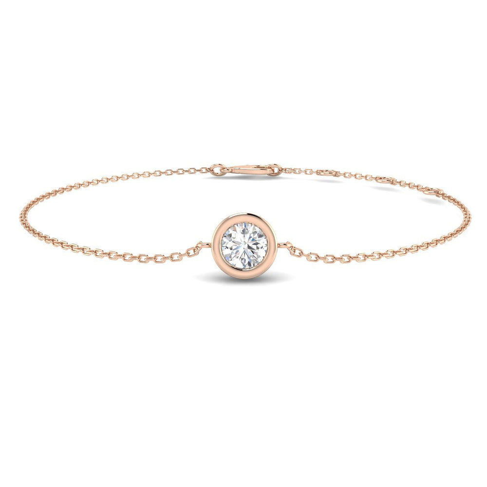 Round Cut Diamond, Gold Chain Bracelet, Minimalist Diamond Bracelet,