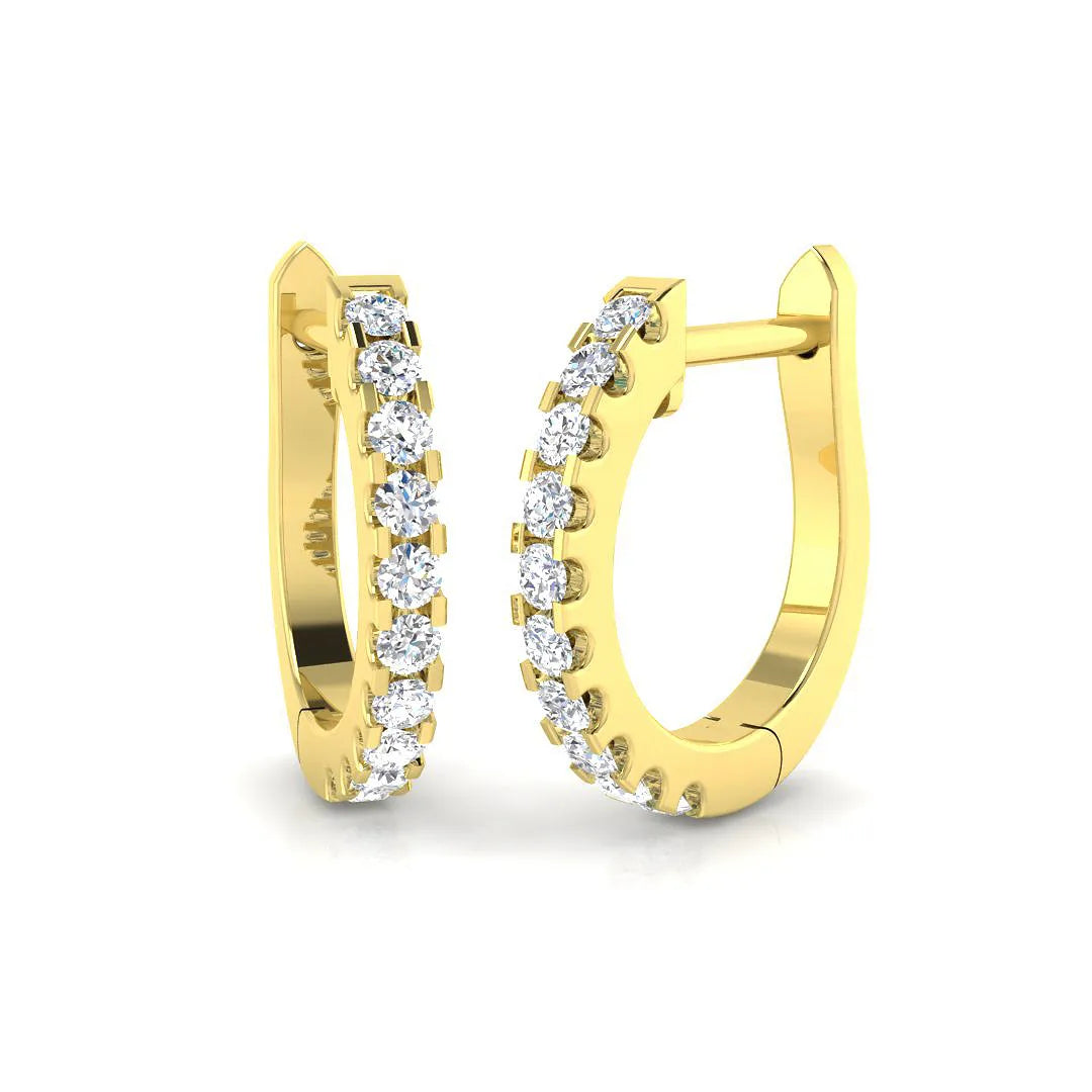 Natural/Lab-Grown Round Cut Diamond Hoop Earring in 9K/18K Hallmarked Gold