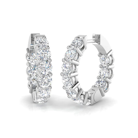 3.85 Carat Natural/Lab-Grown Round Cut Diamond Hoop Earring in Gold - UK Hallmarked