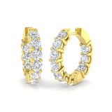 3.85 Carat Natural/Lab-Grown Round Cut Diamond Hoop Earring in Gold - UK Hallmarked
