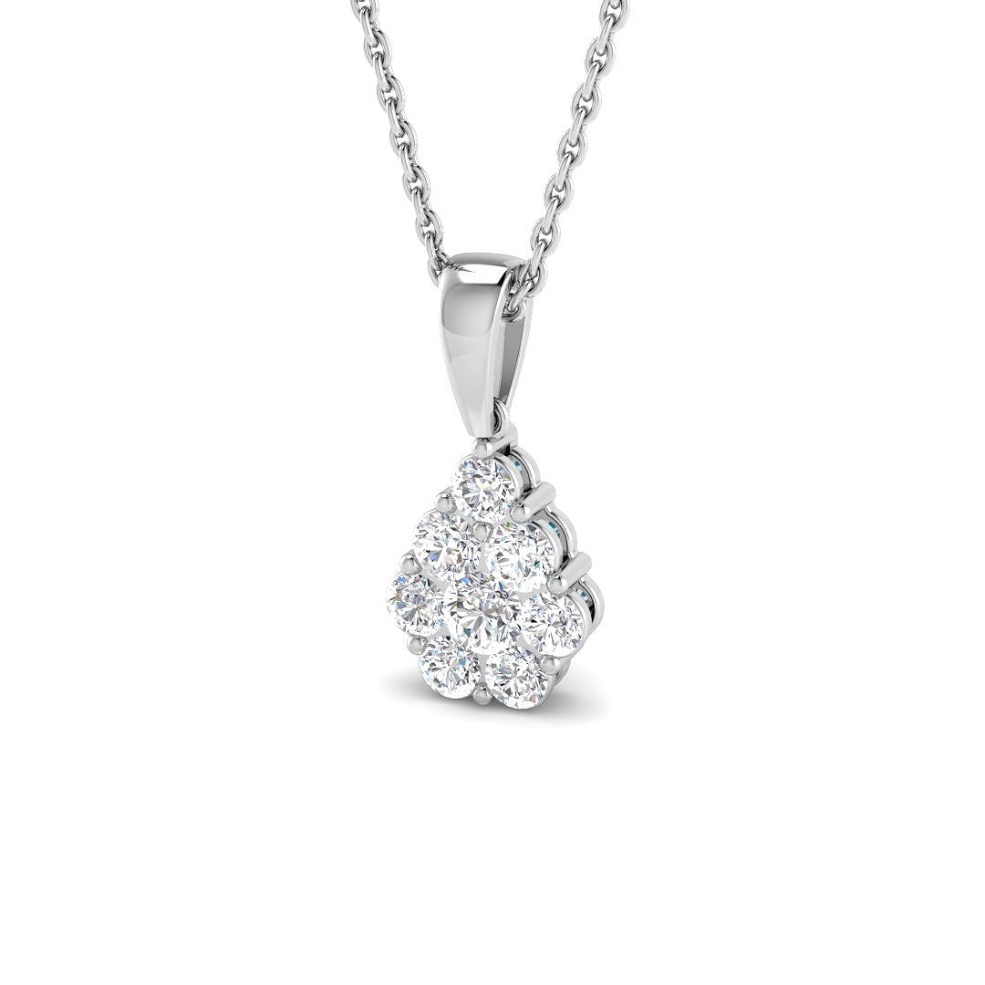 Dioon Halo Diamond Necklace 0.75ct Gold Platinum