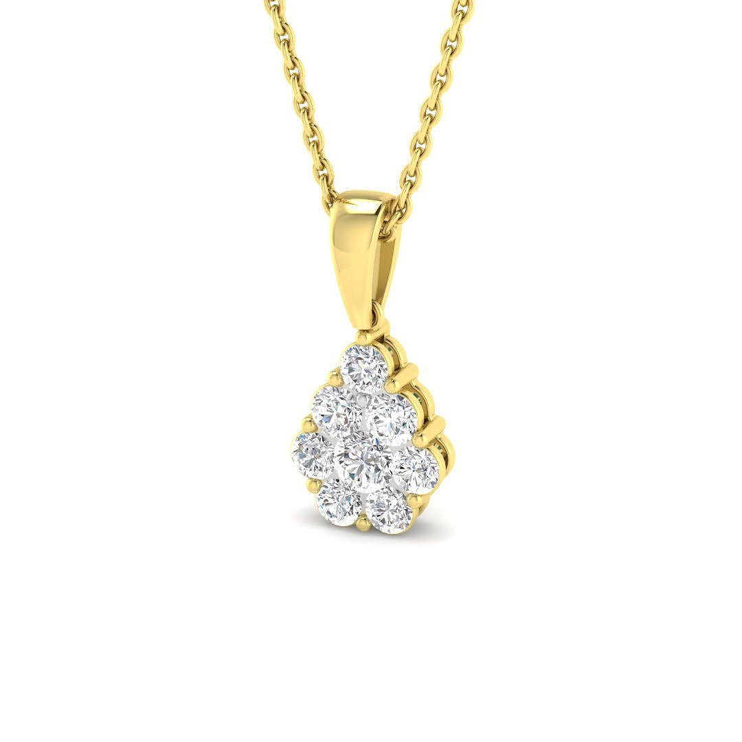 Dioon Halo Diamond Necklace 0.75ct Gold Platinum