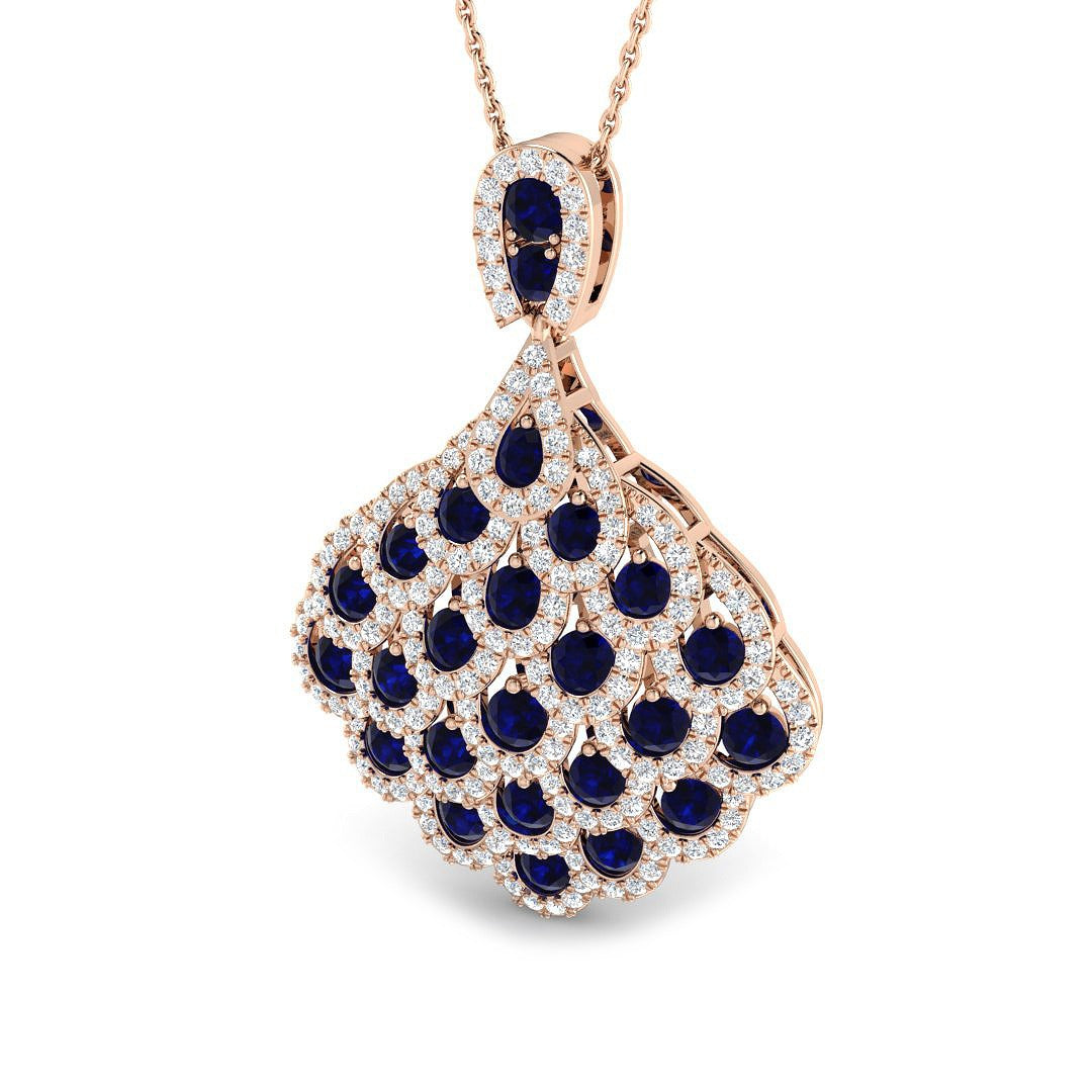 Blue Sapphire Diamond Pendant 3.5ct Gold – Lab-Grown & Natural