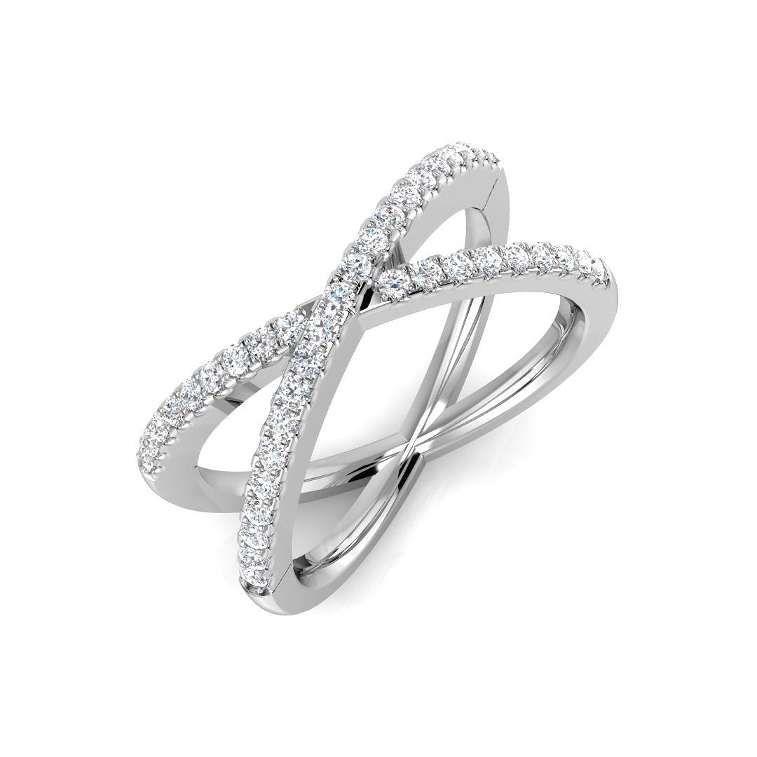 Lab & Natural Criss-Cross Diamond Ring | 0.33ct | 9K/18K Gold & Platinum