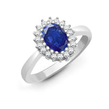 9K Solid Gold Halo Ring with Natural Diamond and Gemstone Cluster Solitaire
