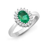 9K Solid Gold Halo Ring with Natural Diamond and Gemstone Cluster Solitaire