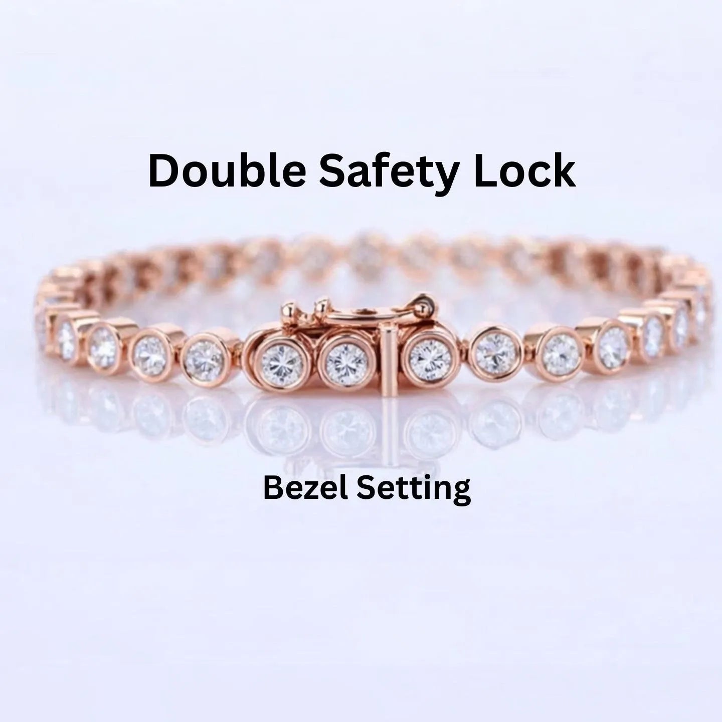 Bracelet de tennis en or 9 carats serti clos de diamants ronds, naturels ou de laboratoire