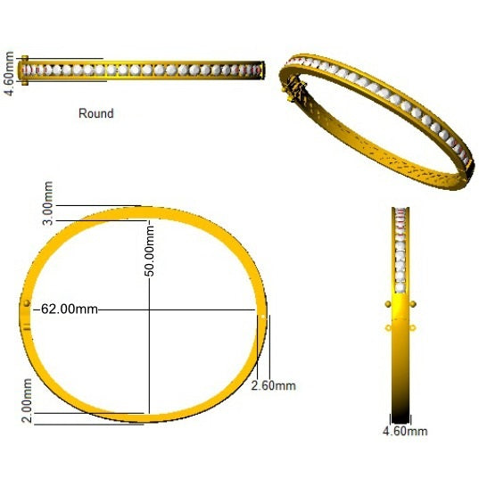 Natural Diamond Channel Set Half Eternity Bangle in 18K Yellow Gold with Hinged Lock