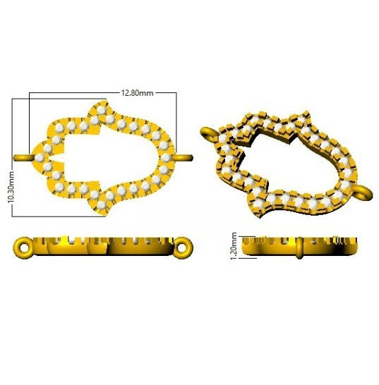 18K Yellow Gold Natural Diamond Hamsa Bracelet – Pave Set Religious Protection Charm