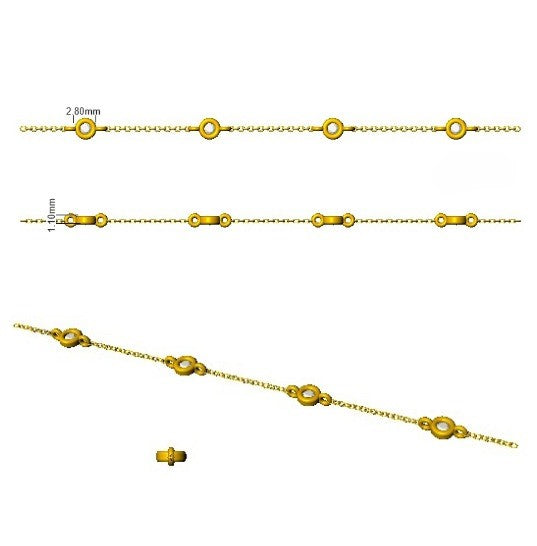Round Cut Bezel Set Lab Grown Diamond Station Bracelet in 18K White Gold with Lobster Claw