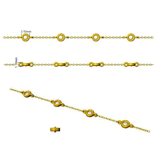 Round Cut Bezel Set Lab Grown Diamond Station Bracelet in 18K White Gold with Lobster Claw