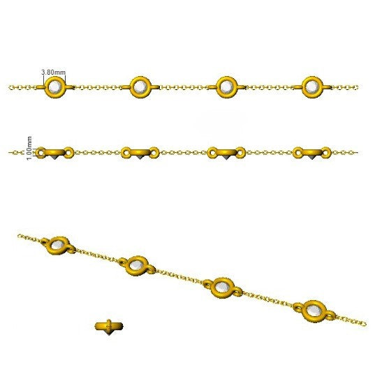 Round Cut Bezel Set Lab Grown Diamond Station Bracelet in 18K White Gold with Lobster Claw