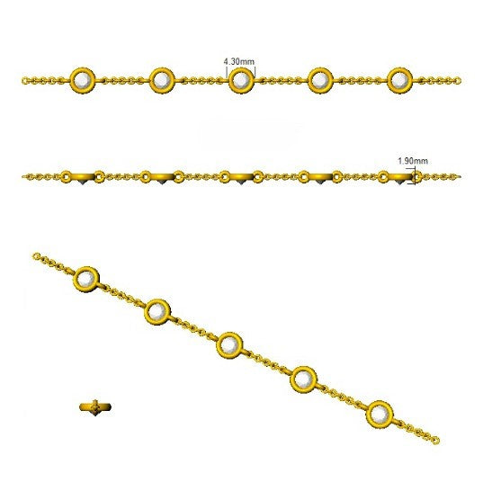 Round Cut Bezel Set Lab Grown Diamond Station Bracelet in 18K White Gold with Lobster Claw