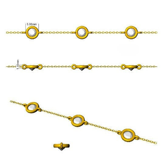 Round Cut Bezel Set Lab Grown Diamond Station Bracelet in 18K White Gold with Lobster Claw