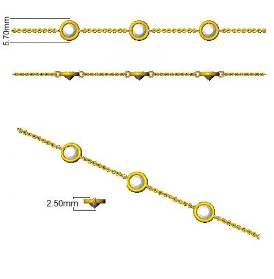 Round Cut Bezel Set Lab Grown Diamond Station Bracelet in 18K White Gold with Lobster Claw