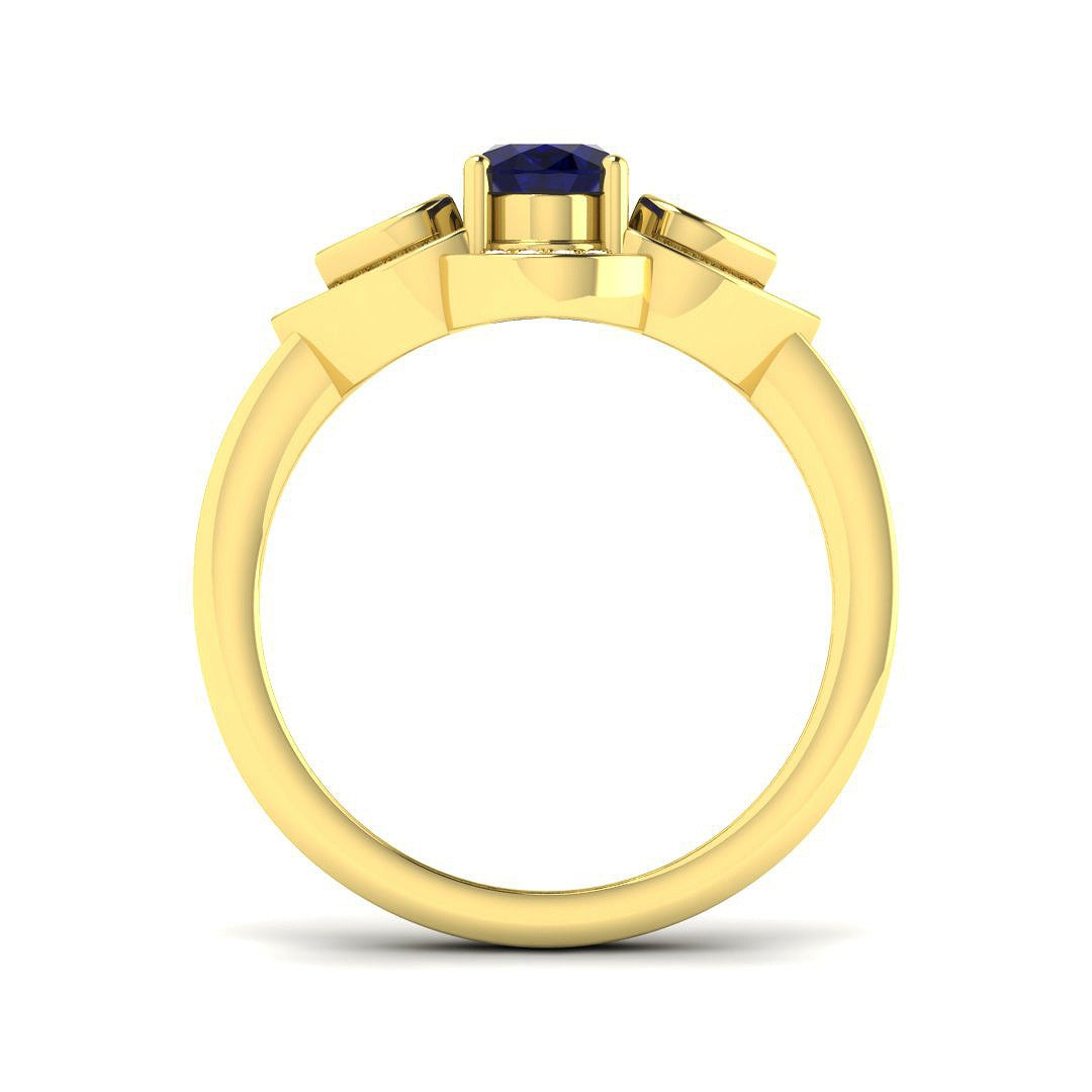Diamond Farbham Blue Sapphire Ring | 1ct | Hallmarked Gold & Platinum