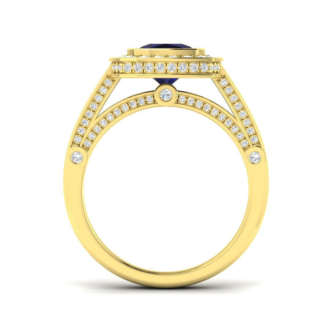Diamond Bakibgktoke Blue Sapphire Ring | 2.25ct