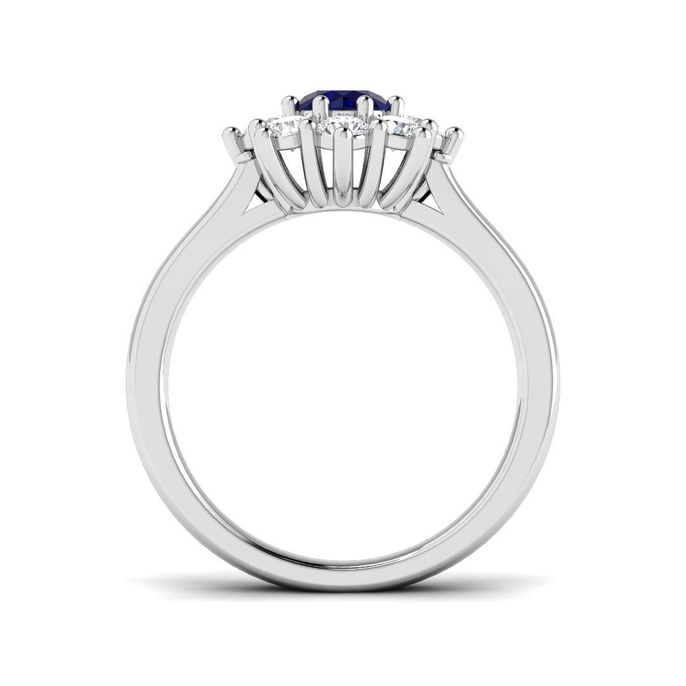 blue sapphire diamond halo ring white gold