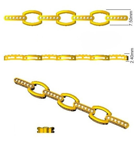 Clover Diamant-Kettenarmband mit Lünetten- und Pavé-Fassung aus Naturdiamanten in Platin