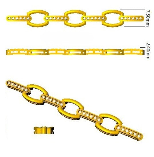 Clover Diamant-Kettenarmband mit Lünetten- und Pavé-Fassung aus Naturdiamanten in Platin