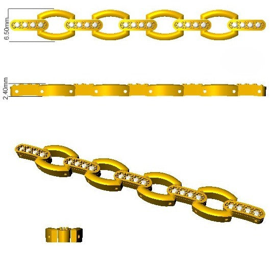 Clover Diamant-Kettenarmband mit Lünetten- und Pavé-Fassung aus Naturdiamanten in Platin