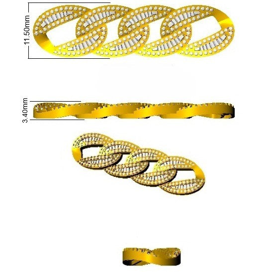 Hip-Hop Style Cuban Link Diamond Bracelet with Baguette & Round Diamonds in 9K Gold