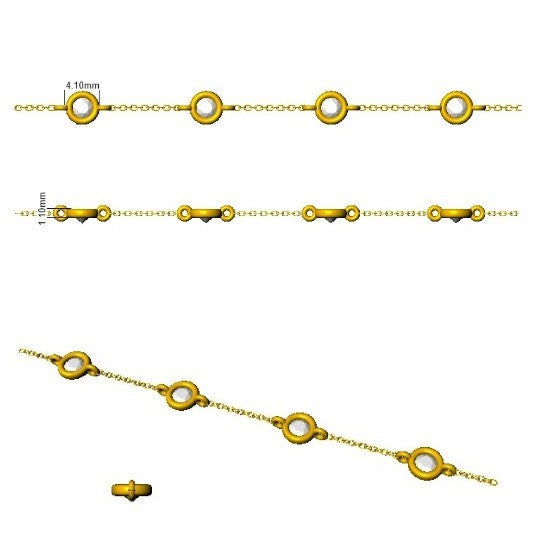 Round Cut Bezel Set Lab Grown Diamond Station Bracelet in 18K White Gold with Lobster Claw
