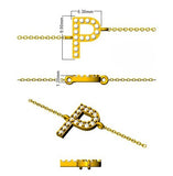 Sparkling Round Cut Diamond Letter P, Timeless Gold Diamond Initial Jewellery, Minimalist 9K Gold Diamond Bracelet UK