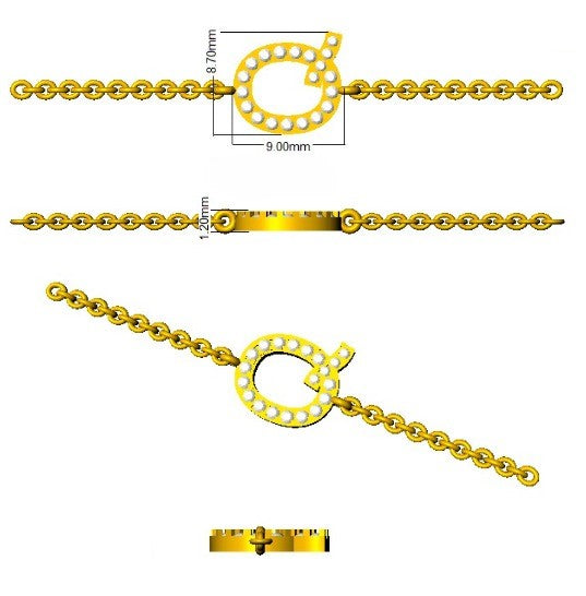 Elegant Diamond Alphabet Q Bracelet with Pavé Setting