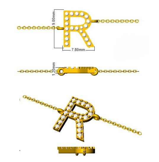 Close Up Pavé Diamond Alphabet R Jewellery