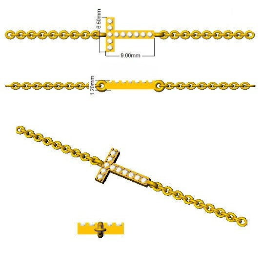 Luxury Natural Diamond Initial T Bracelet with Chain
