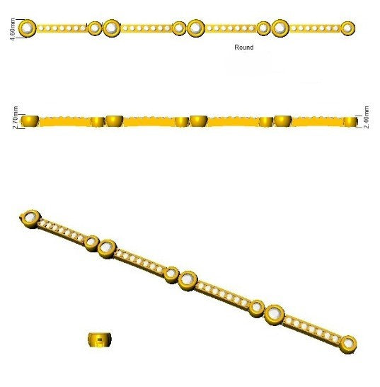 9K Yellow Gold Lab Grown Diamond Station Bracelet – Round Bezel & Pave Set Diamond Bar Bracelet with Box Clasp