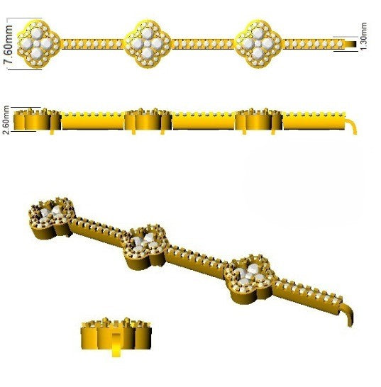Clover Diamond Tennis Bracelet dimension image
