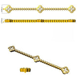 Natural Diamond Clover Link Tennis Bracelet in 9K Solid Gold with Box Clasp