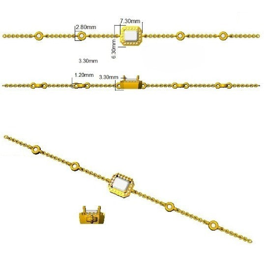 Clover Diamant-Kettenarmband mit Lünetten- und Pavé-Fassung aus Naturdiamanten in Platin