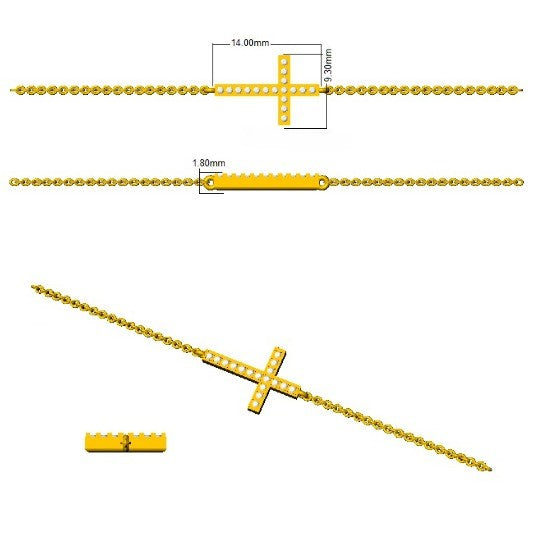 Christian Gift Natural Diamond Cross Bracelet