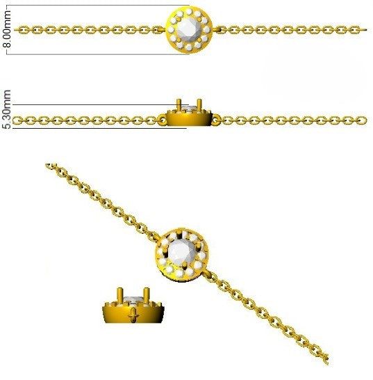 Clover Diamant-Kettenarmband mit Lünetten- und Pavé-Fassung aus Naturdiamanten in Platin