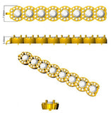 12.70Ct Lab Created Fancy Halo Diamond Tennis Bracelet in 9K Yellow Gold - Prong Pave Set