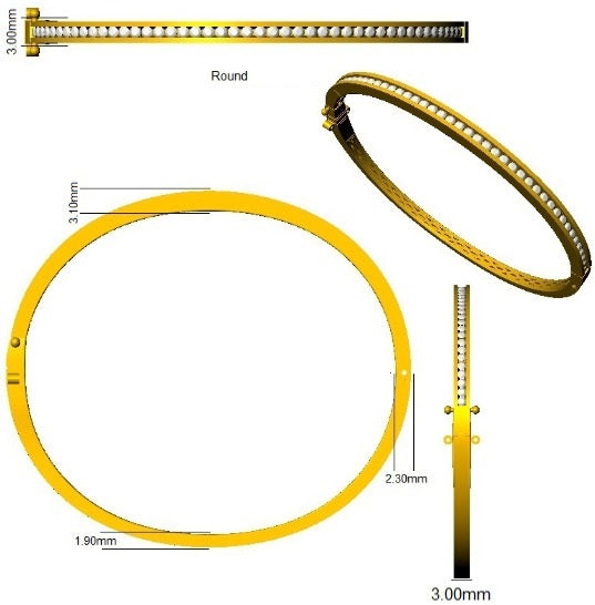 Natural Diamond Channel Set Half Eternity Bangle in 18K Yellow Gold with Hinged Lock