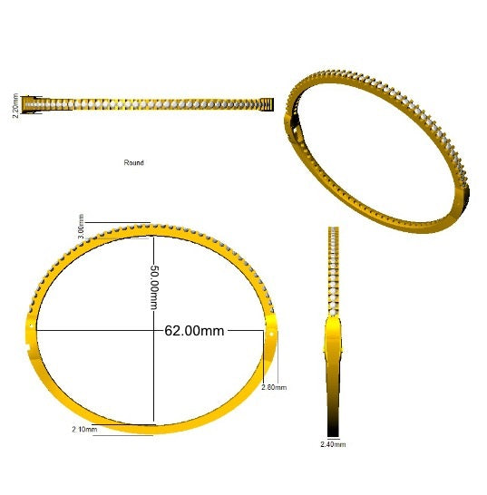 18K Yellow Gold Natural Round Cut Diamond Prong Set Half Eternity Bangle with Hinged Lock
