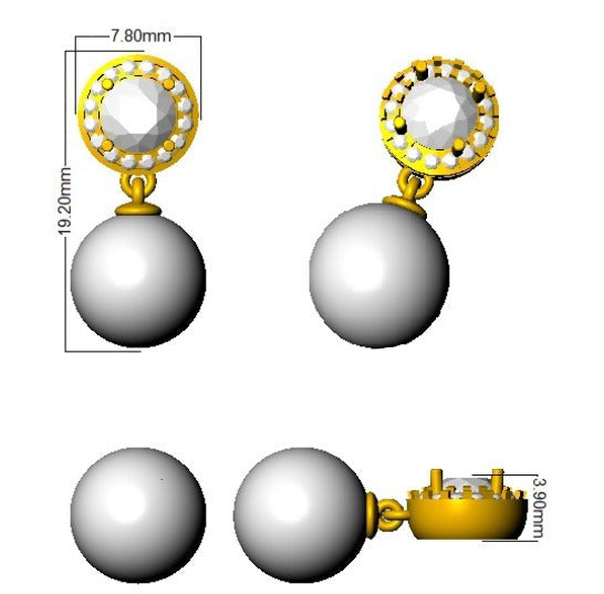 Luply 5.5ct Luxury Pearl Gold Earrings | Elegant Diamond Jewelry