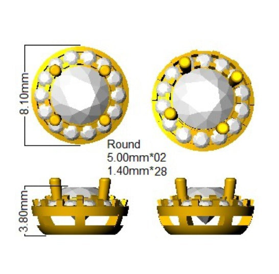 9ct Yellow Gold 1.38ct Lab Grown Diamond Halo Earrings