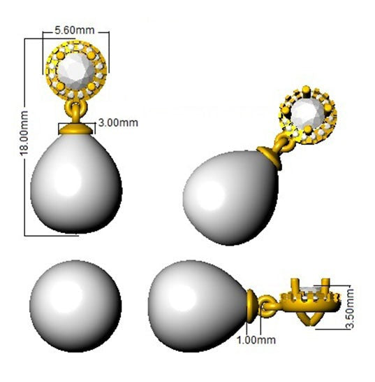 Luyny Luxury Gold Pearl Diamond Earrings 3.5ct to 11.5ct