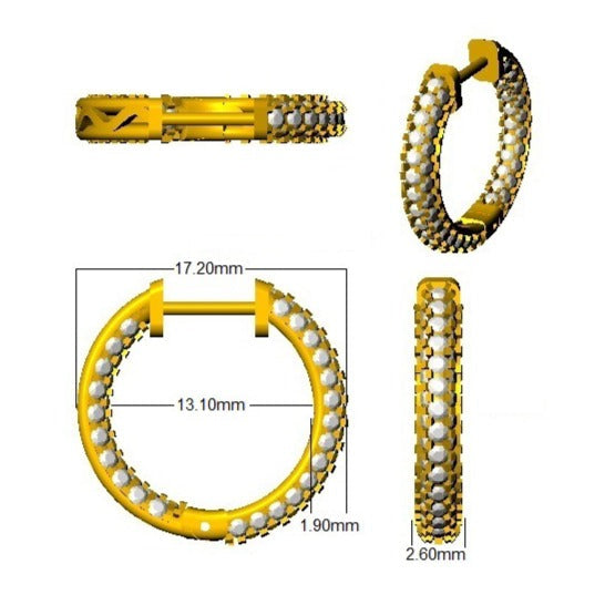 Hoop Earrings - Erfty 1.5ct-2ct Round Cut