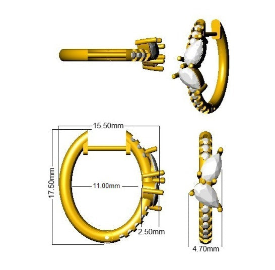 Hoop Earrings - Luyly Luxury 1ct Gold Diamond For Elegance