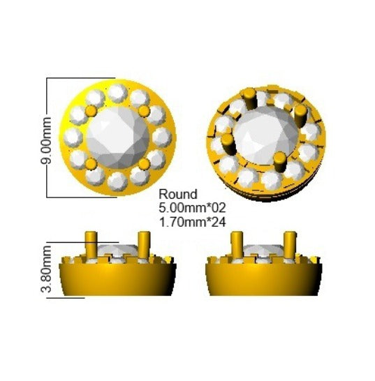 1.41ct Lab Diamond Round Cut Stud Earrings in 9K White Gold