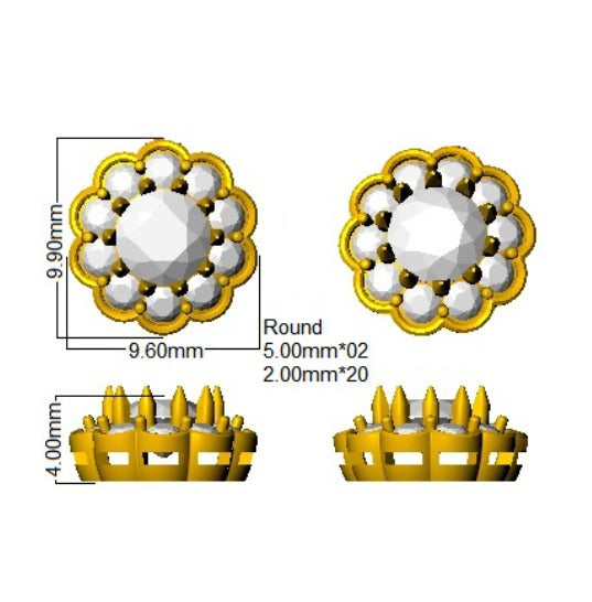 1.66ct Lab Diamond Round Cut Stud Earrings in 9K Yellow Gold