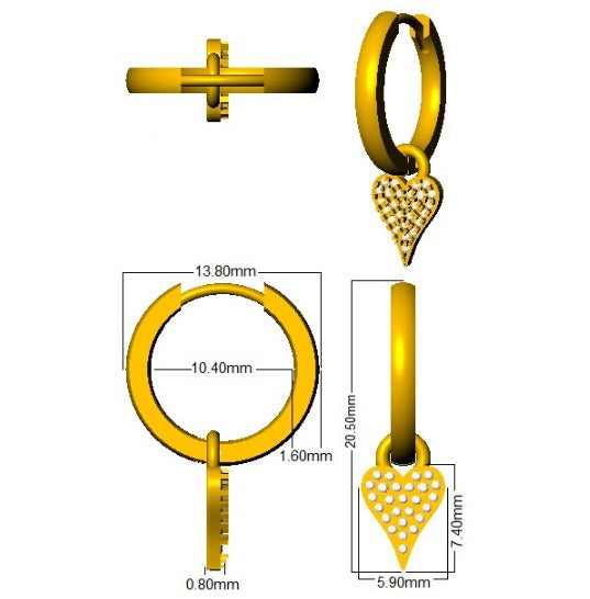 "Luysy Heart Gold Diamond Earrings - 0.15ct Luxury Jewelry"