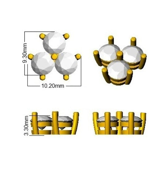 Luzly Luxury 2ct Gold Diamond Shape Earrings for Elegant Style
