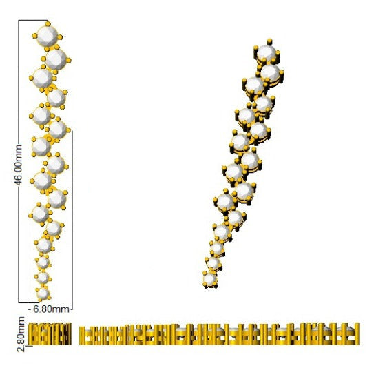 Blosm Luxury 3ct Gold Drop & Trilogy Diamond Earrings for Elegance